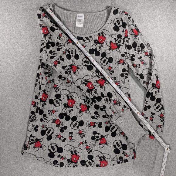 Disney Mickey Mouse Women's XL Thermal Shirt Gray Waffle Knit Thumb Holes - Picture 13 of 16
